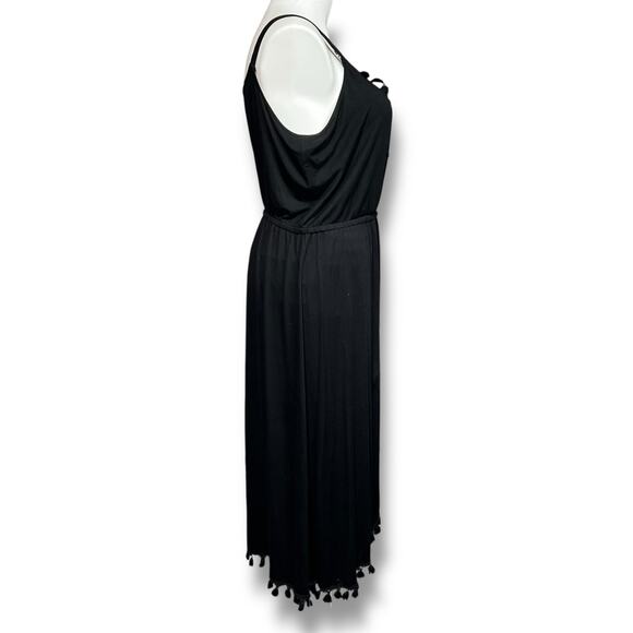 Spenser Jeremy Womens Midi Faux Wrap Sundress Tasseled Sleeveless Tulip Hem 2X - Picture 3 of 7